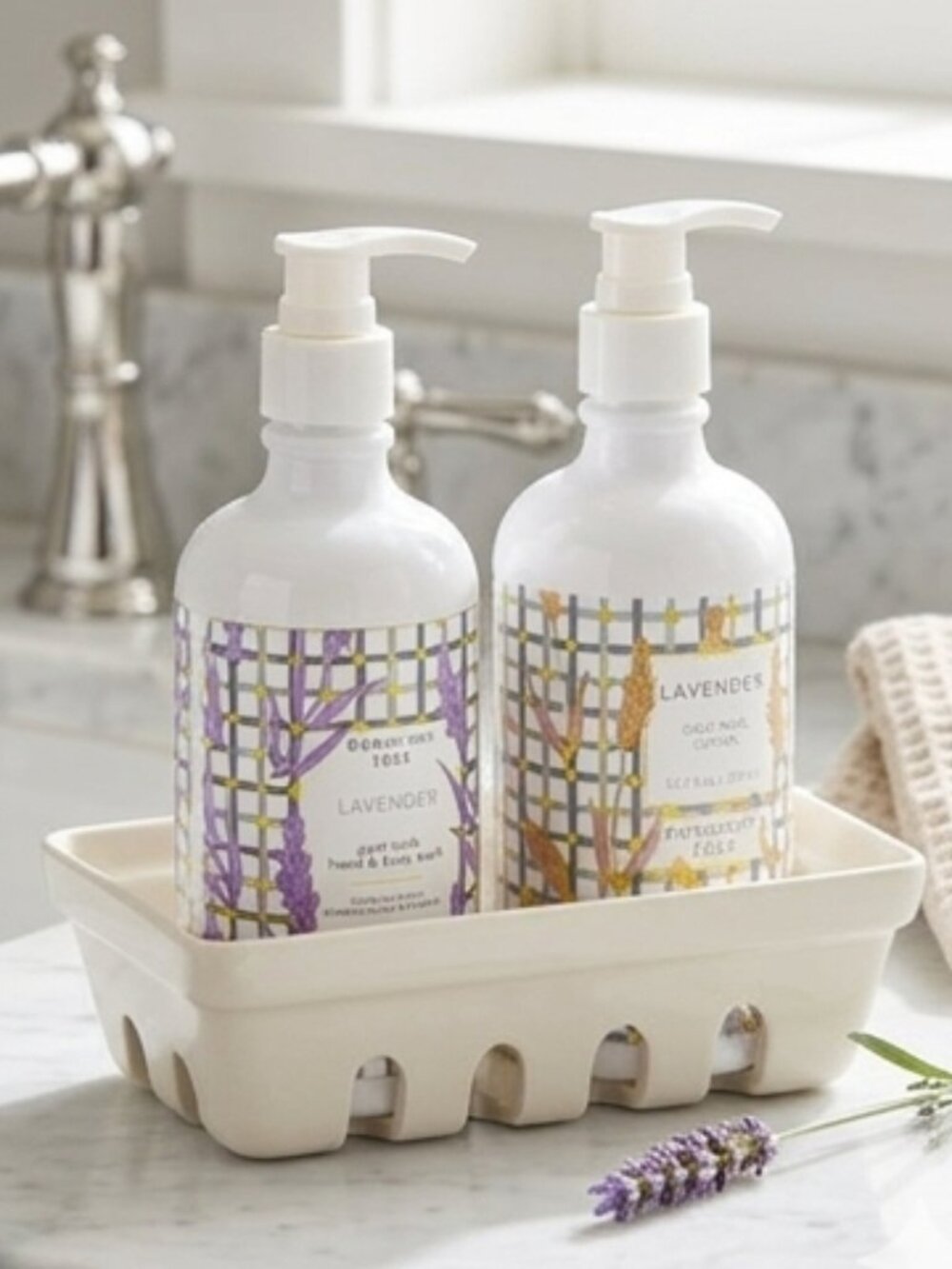 Beekman 1802 Lavender Hand/Body Wash and Hand Lotion Caddy Set